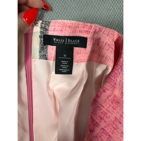 White House Black Market Watercolor Print Skirt Size 10 Abstract Colorblock Mini - Picture 7 of 7